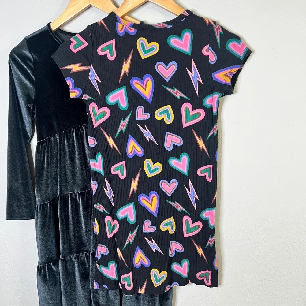 Old Navy Art Class Girls Dress Bundle Size L 10/12 Velvet Crochet‎ Heart 3 Pack